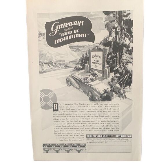 Vintage 1937 New Mexico Tourist Bureau Gateways Ad Advertisement - Picture 3 of 4